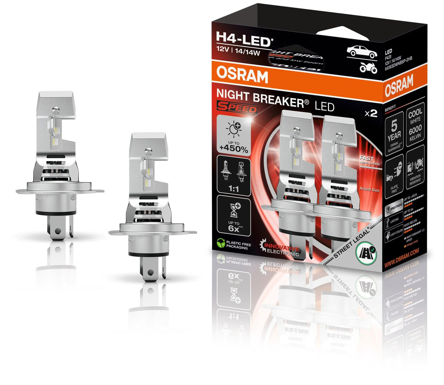 Lampe Osram h4 450 2vpe 12v 14w disjoncteur de nuit led