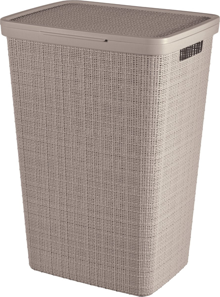 Panier à linge en jute Curver avec couvercle - 58 litres - taupe
