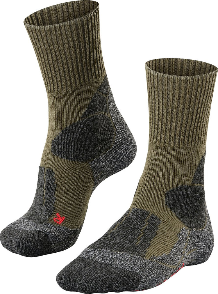 Falke tk1 chaussettes de marche en laine épaisse anti-ampoules en matériau fonctionnel hommes vert - taille 42-43