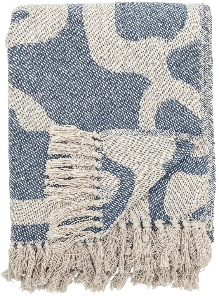 Bloomingville plaid coton recyclé salobre bleu 130x160cm