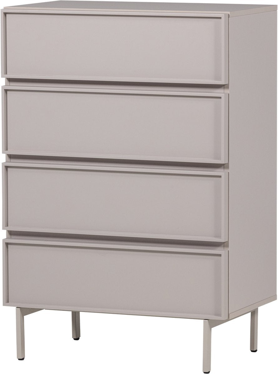 Commode tours Woood 4 tiroirs - mélamine mdf - sable - 102x70x42