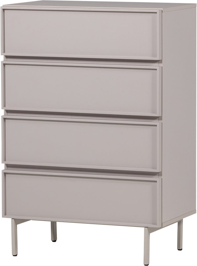 Commode tours Woood 4 tiroirs - mélamine mdf - sable - 102x70x42