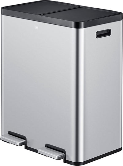 Eko - poubelle à pédale essential 1 recycleur 30+30 litres - plastique inox - acier inox mat - poubelle