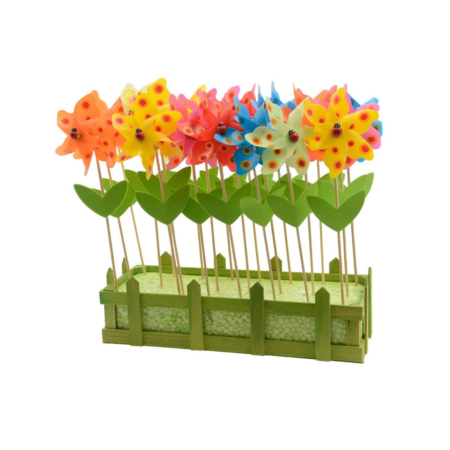 Decoris moulin à vent fleur plastique Ø9xh28cm 6 assortis
