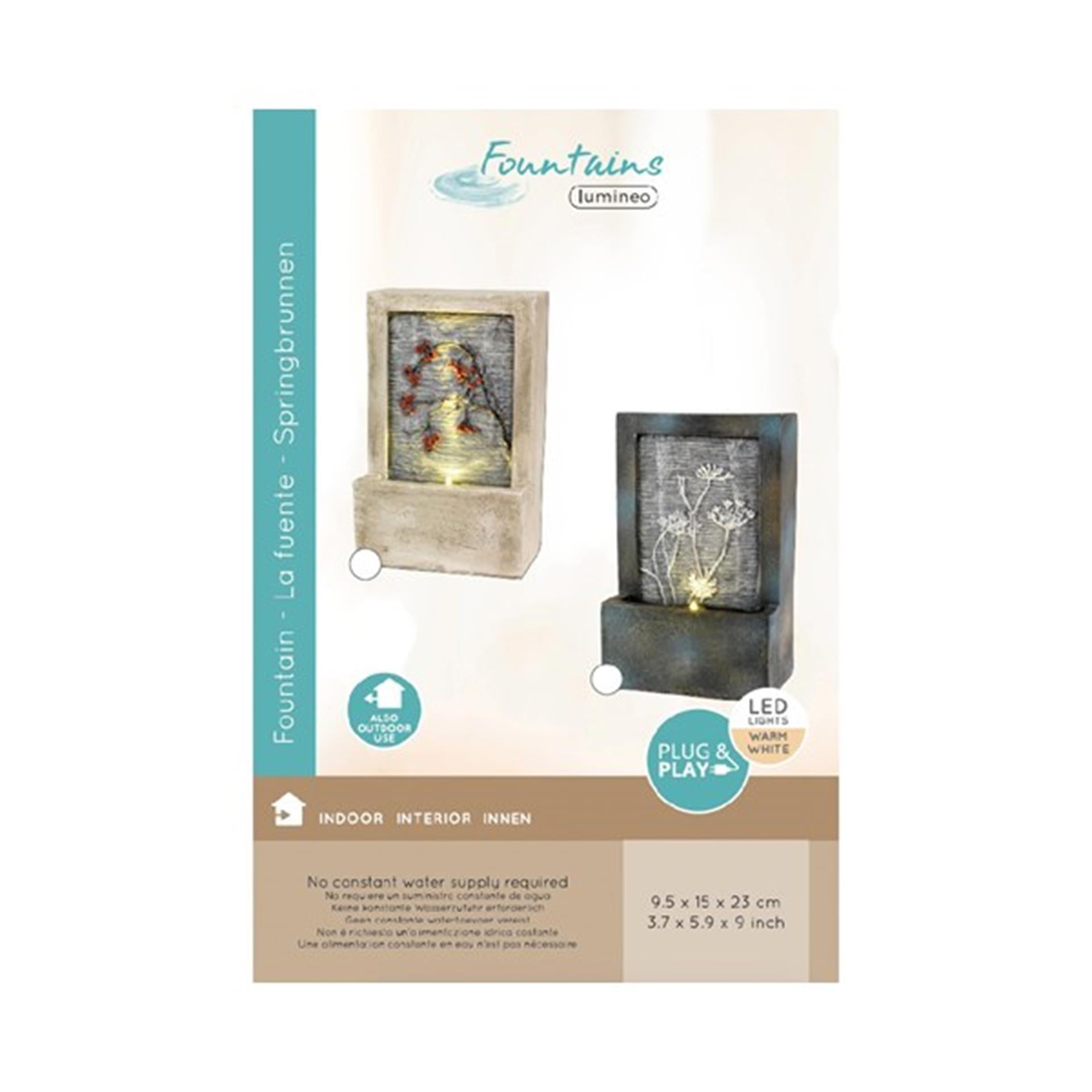 Fontaine poly LED Lumineo avec fleur 9,5x15x23cm