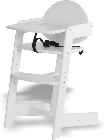 Geuther filou chaise haute en bois, chaise haute - chaise de salle à manger bébé pour la table - chaise haute pour tout-petit - ceintures 3 points - chaise haute bébé - blanc