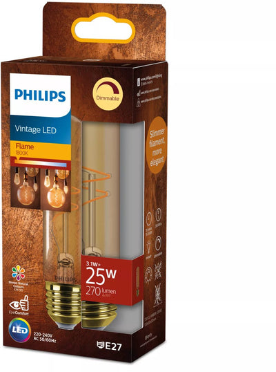 Philips LED Philips Vintage LED - lampe à intensité variable - 25W - lumière blanc très chaud : 1800K - culot E27 - verre ambré - forme de lampe : T32