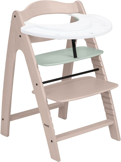 Hauck ensemble de chaises hautes arketa n play - chaise haute en bois avec plateau de jeu - bois de hêtre certifié FSC® - menthe blanchie à la chaux