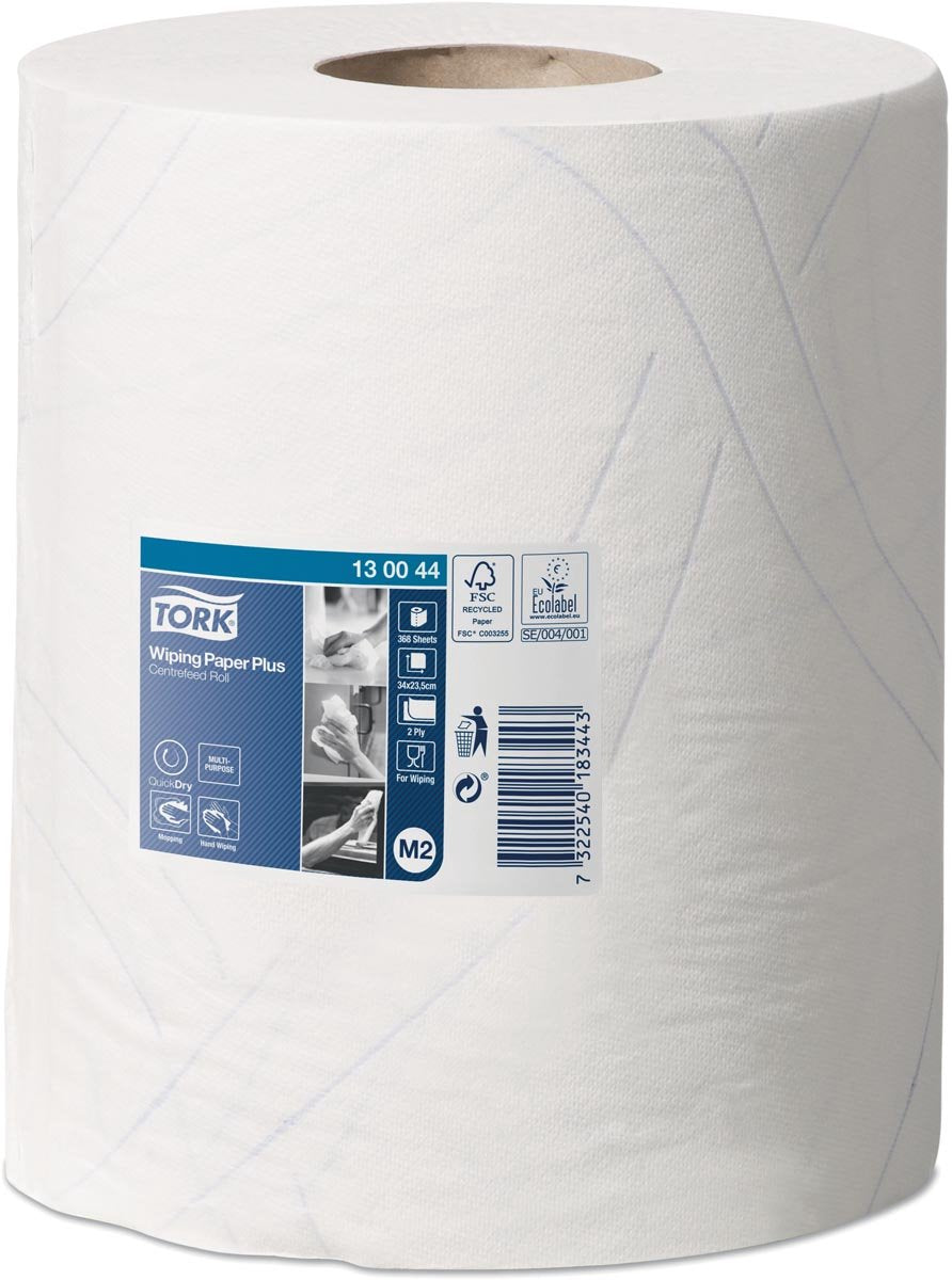 Papier de nettoyage Tork essuyage plus alimentation centrale 2 couches m2