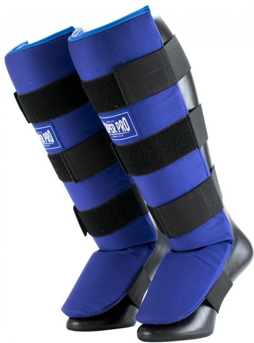 Protège-tibia Super Pro Combat Gear Savior Bleu Blanc Medium