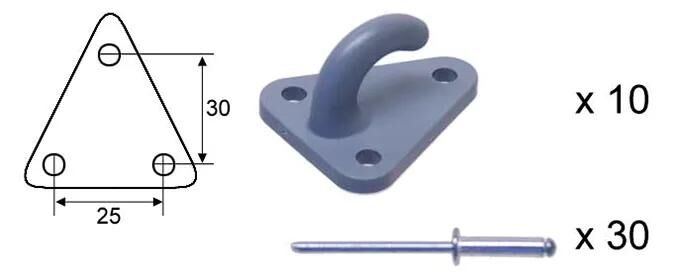 Crochets de bâche Valeryd fixant 10pcs. f. filet de couverture avec. rivet pop