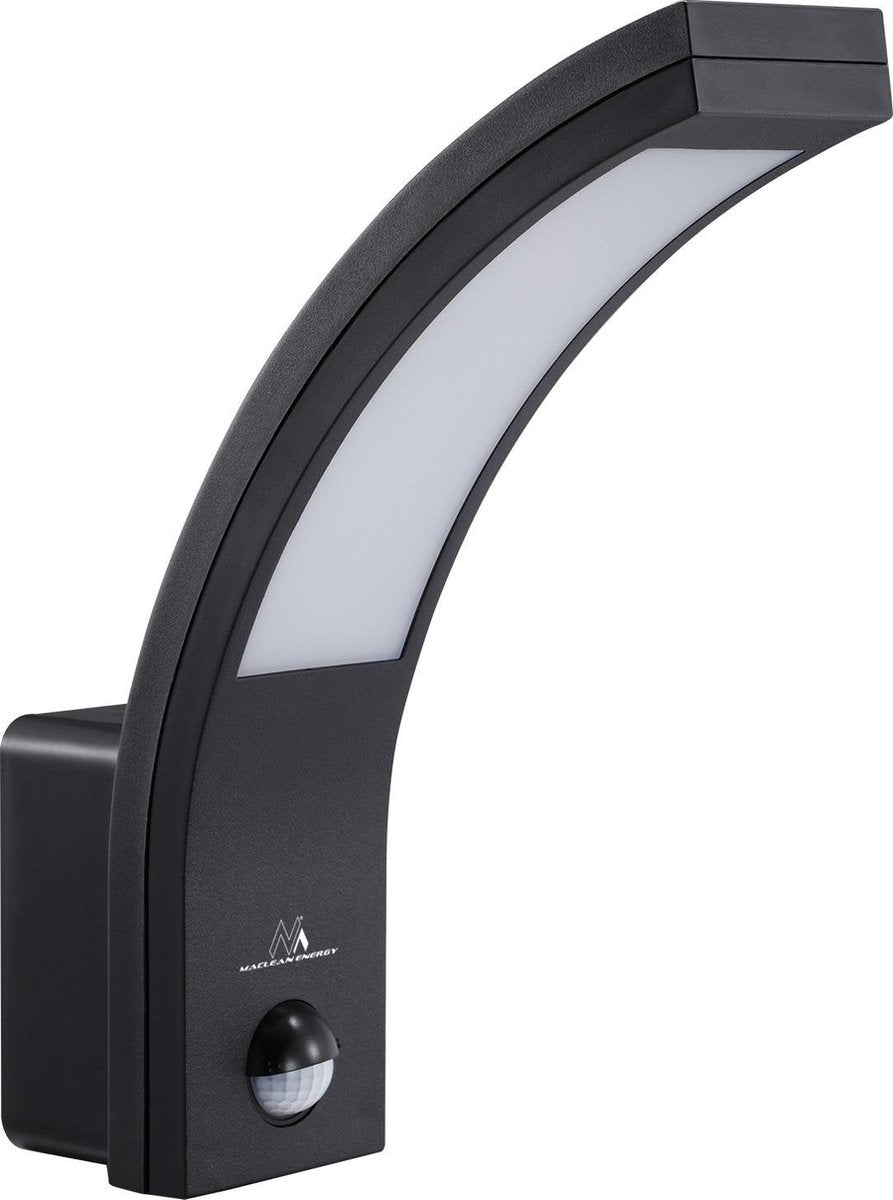 Lampe LED Maclean avec détecteur de mouvement, détecteur de mouvement PIR - noir - blanc neutre (4000k)