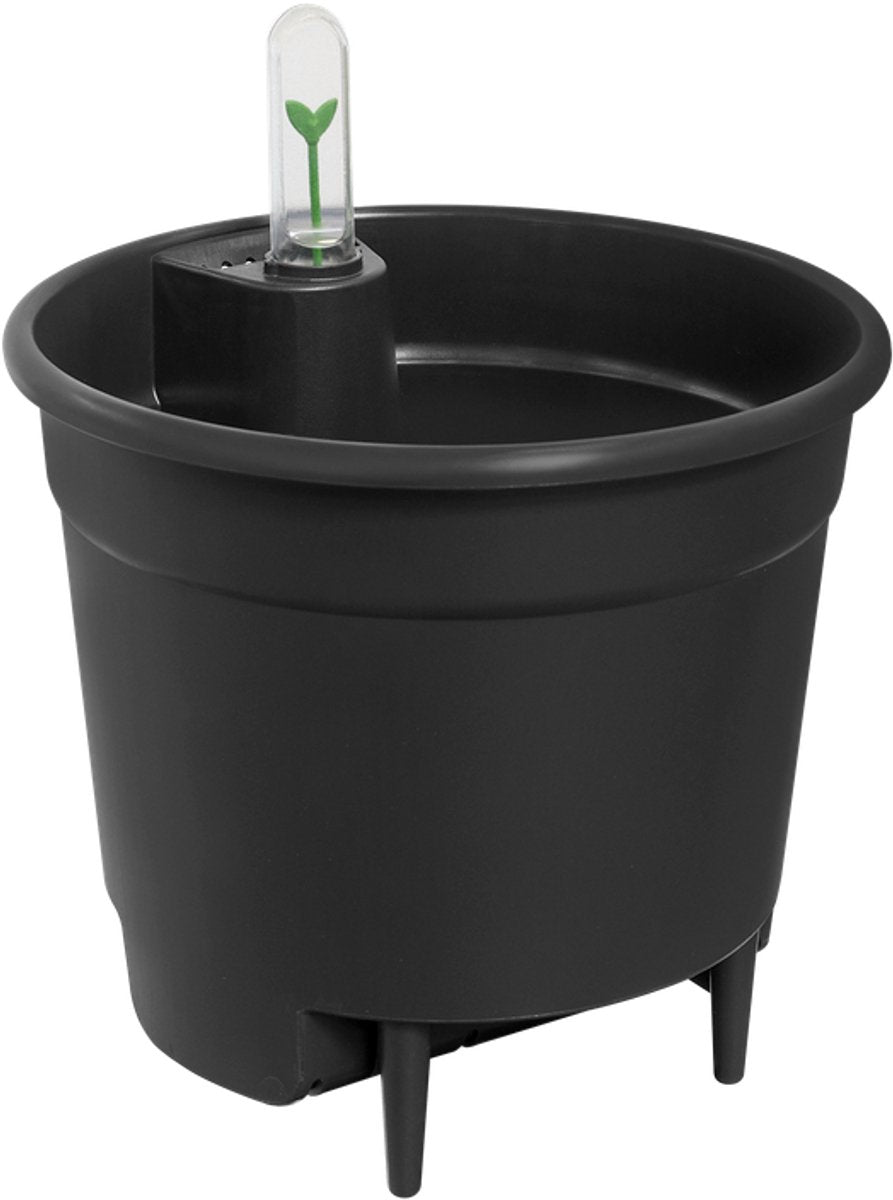 Elho insert auto-arrosant 28 - pot intérieur avec compteur d'eau - ø 27,7 x h 25,5 cm - noir vivant