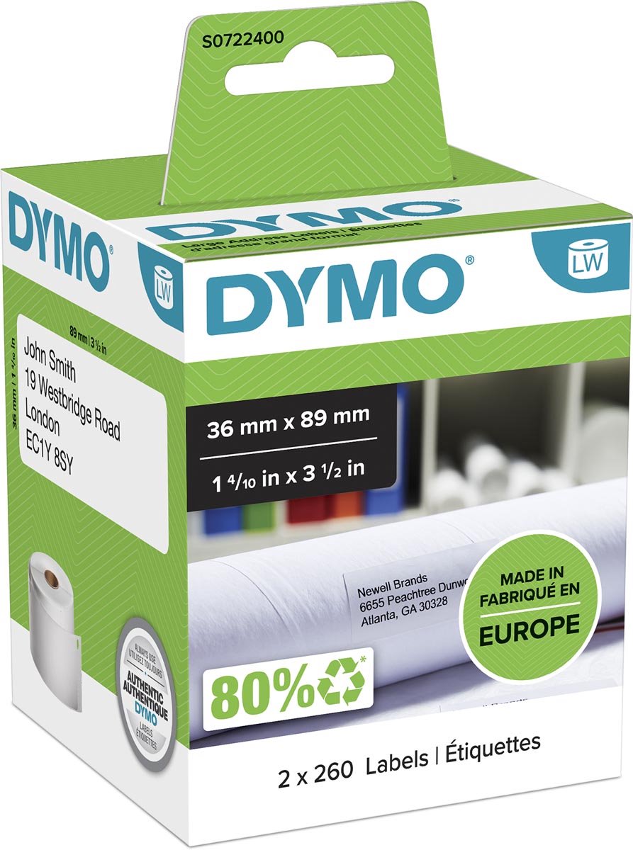 Étiquettes pour imprimante Dymo 99012 labelwriter™ 36 x 89 mm blanc noir