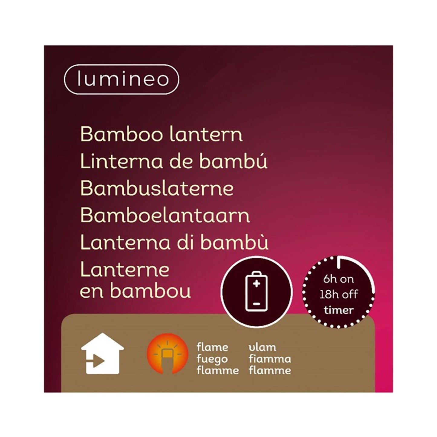 Lanterne LED Decoris bambou 25x25x27,5cm