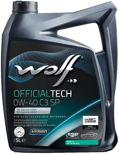 Wolf Motor Oil Officialtech C3 Sp. Motoroil 0W40 5L Off.tech C3 SP