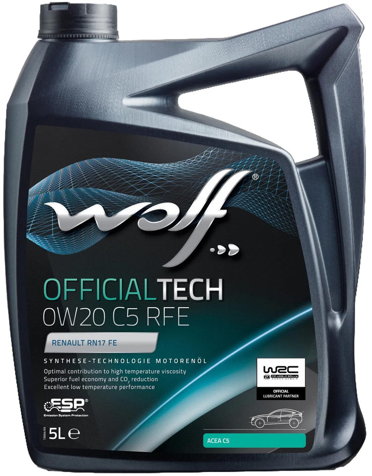 Wolf Motor Oil OfficialTech C5 RFE. Motoroil 0W20 5L Off.tech C5 RFE