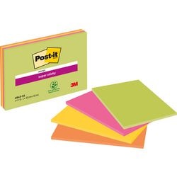 Notes de réunion post-it 6845-ssp 203x152mm néon assorti extra large 45 feuilles