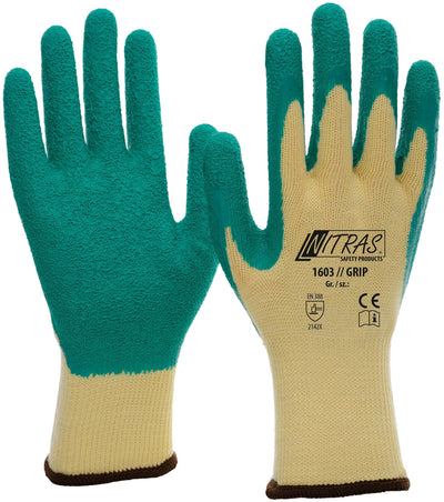 Nitras Safety Latex Glove Taille 9 Grip Green Yellow