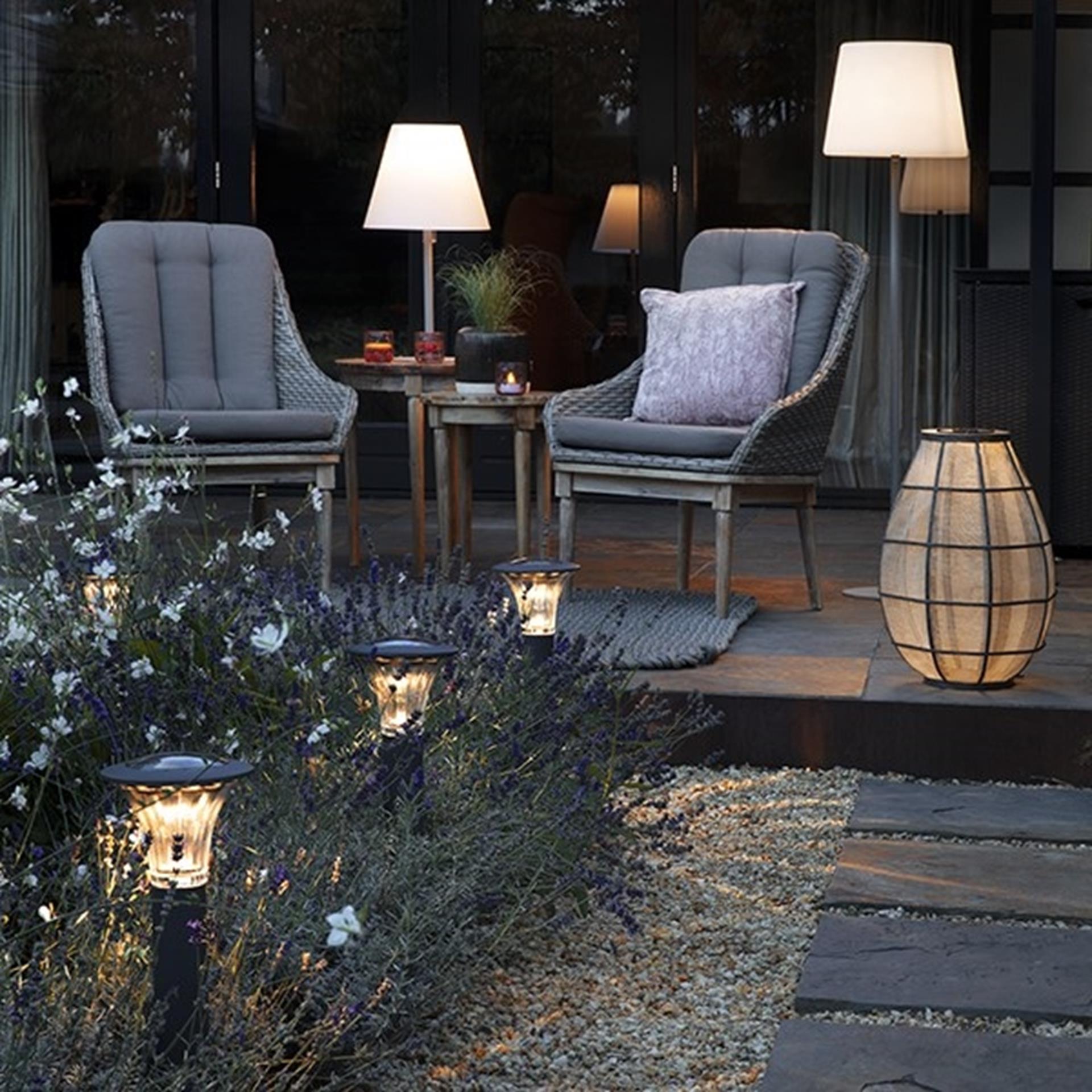 Prise de jardin solaire Lumineo LED, lot de 2 pièces. 49x17cm