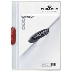 Dossiers à pince swing clip durable pp a4 22,5x31cm rouge capacité de serrage 3 mm