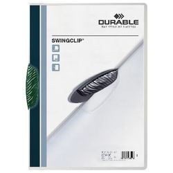Chemises à pince durables swingclip vert a4 30 feuilles face transparente