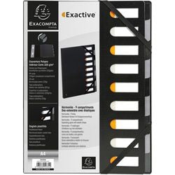 Dossier de tri exacompta 55334e pp 220g m2 24x32cm noir 9 compartiments dos harmonica