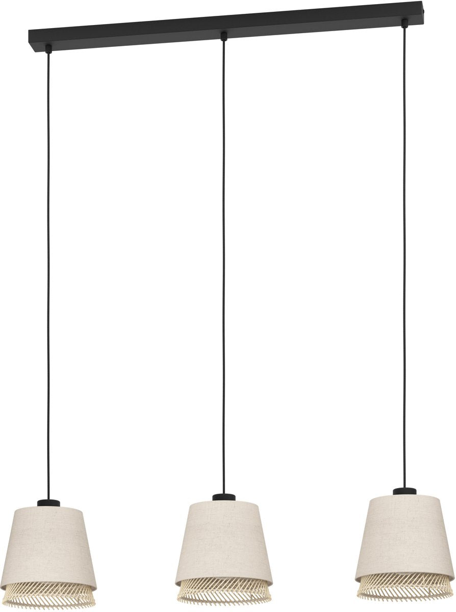 Lampe à suspension Eglo tabley - e27 - 89 cm - naturel|marron|noir - textile