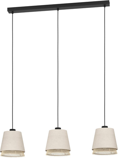 Lampe à suspension Eglo tabley - e27 - 89 cm - naturel|marron|noir - textile