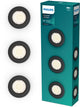Philips LED Spot encastrable Philips Peridot - raccord gu10 - noir - rond - tête fixe - pack de 3