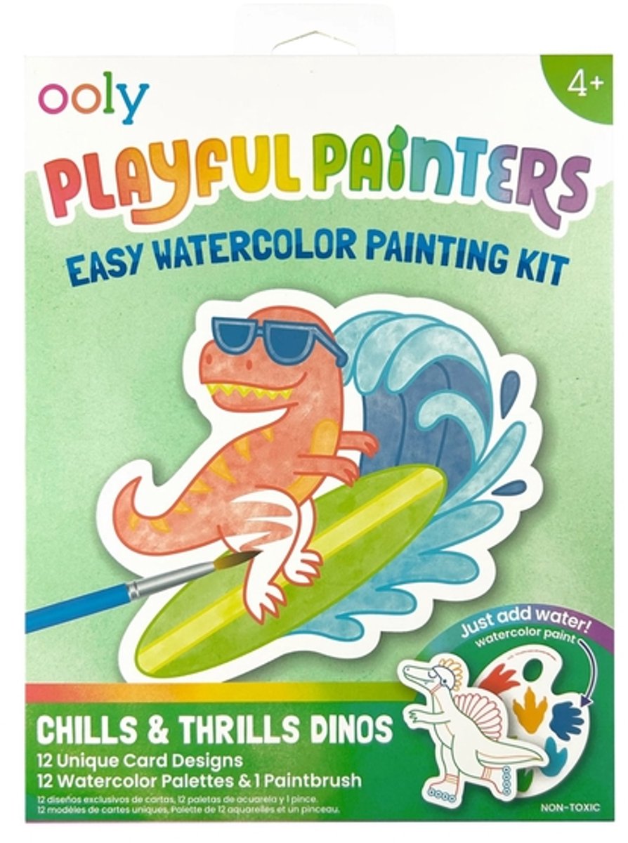 Ooly - peintres ludiques - set de peinture aquarelle - frissons frissons dinosaures