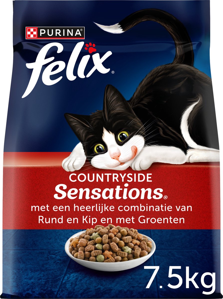 Felix sensations de campagne - nourriture sèche pour chat - boeuf poulet légumes - 7,5 kg