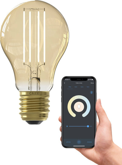 Lampe intelligente Calex - éclairage à filament LED wifi - e27 - ampoule intelligente or - dimmable - lumière blanc chaud - 7w