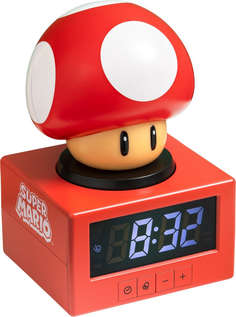 Paladone Super Mario Super Mushroom Icon Réveil – Réveil numérique avec veilleuse, produit officiel Nintendo –