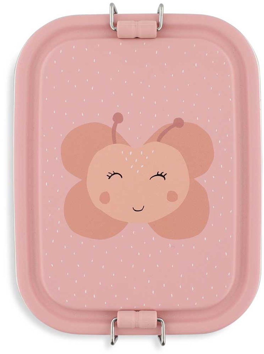 Trixie | petite boîte à pain - mrs. papillon - boîte à lunch rsv pour enfants - boîte à lunch facile à ouvrir - rose - papillon
