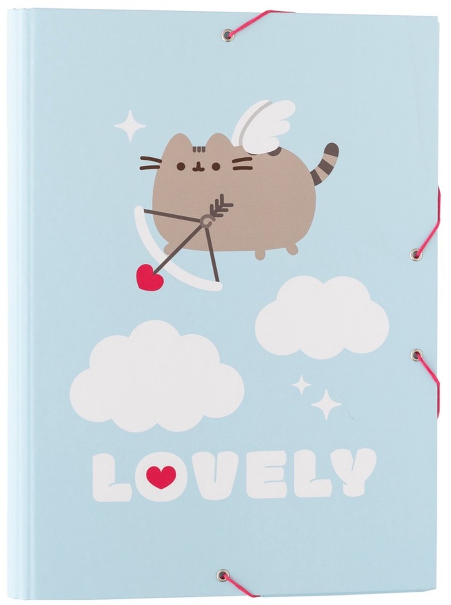 Pusheen, dossier cartonné format a4 purrfect love collection avec élastiques et rabats, bleu