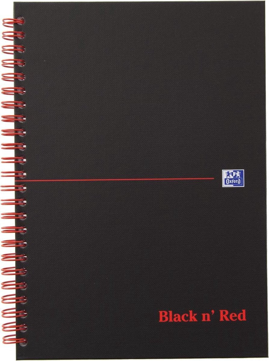 Oxford black n' red - carnet - a5 - papier quadrillé - 90g - couverture rigide - noir