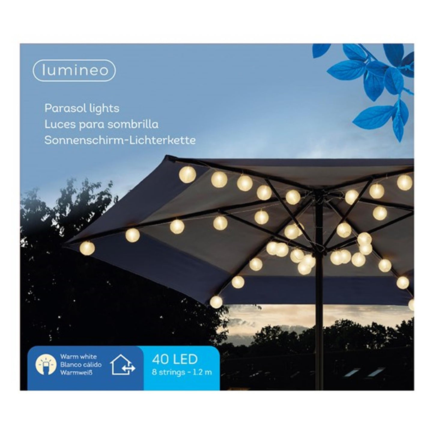 Lumineo LED parasol luminaire de fête extérieur l120cm
