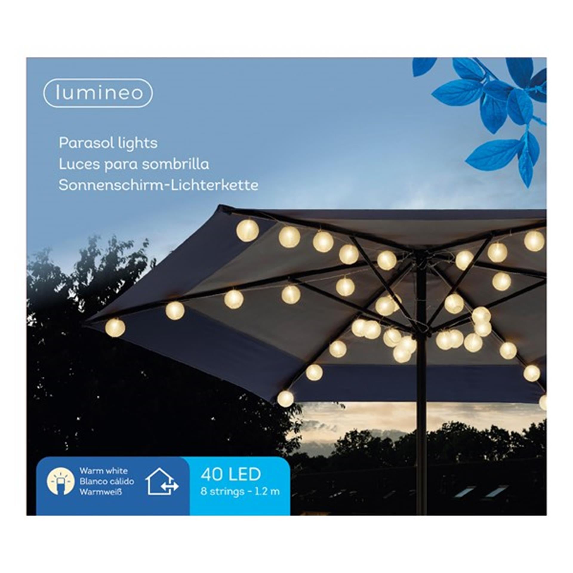 Lumineo LED parasol luminaire de fête extérieur l120cm