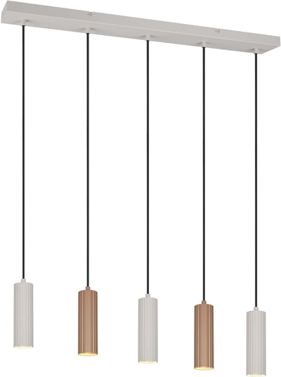 Trio soka - lampe suspendue - moka - excl. 5x gu10 5 w - montage au plafond - réglable en hauteur
