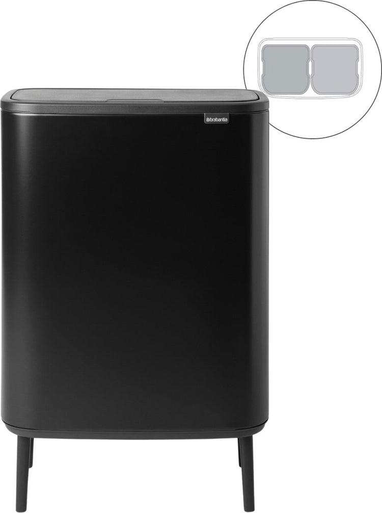 Brabantia bo touch bin hi poubelle - 2 x 30 litres - tri des déchets - noir mat