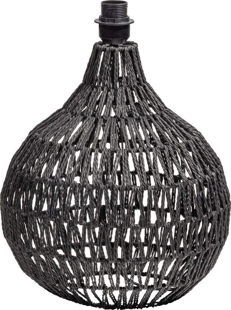 Pied de lampe de table Woood Macy - aspect rotin - noir - 44x31x31