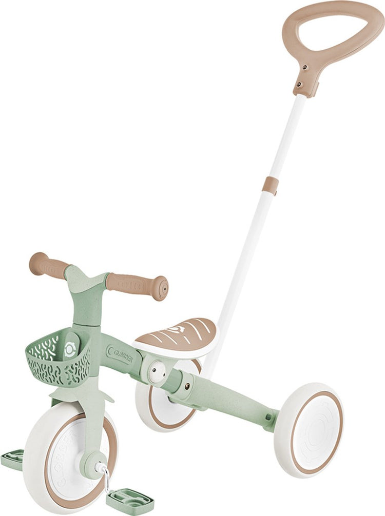 Tricycle et vélo d'appartement Globber 3en1 - tricycle d'apprentissage - 12 à 36 mois - plastique recyclé - vert sauge