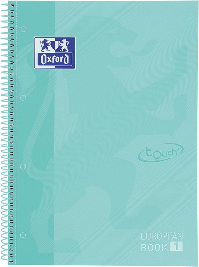 Livre européen d'Oxford school - cahier - tranche colorée - a4+ - trait - 80 feuilles - 4 trous - couverture rigide - menthe pastel