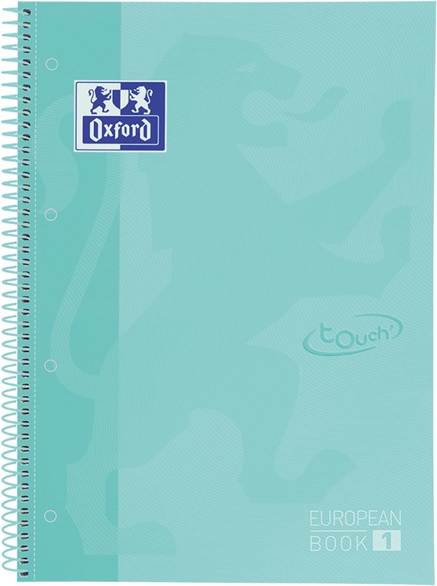 Livre européen d'Oxford school - cahier - tranche colorée - a4+ - trait - 80 feuilles - 4 trous - couverture rigide - menthe pastel
