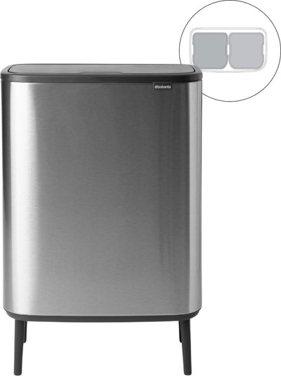 Brabantia bo touch bin hi poubelle - 2 x 30 litres - tri des déchets - acier mat résistant aux empreintes digitales