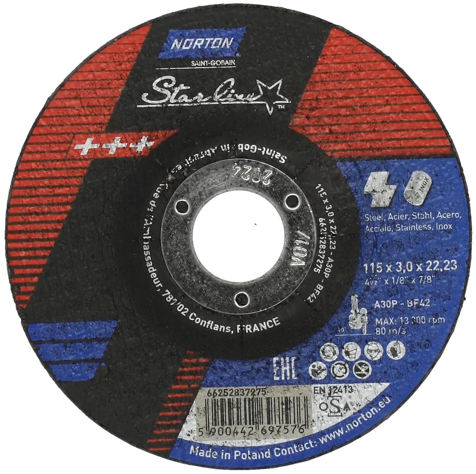 Disque à tronçonner Norton disque à tronçonner starline 115x3,0