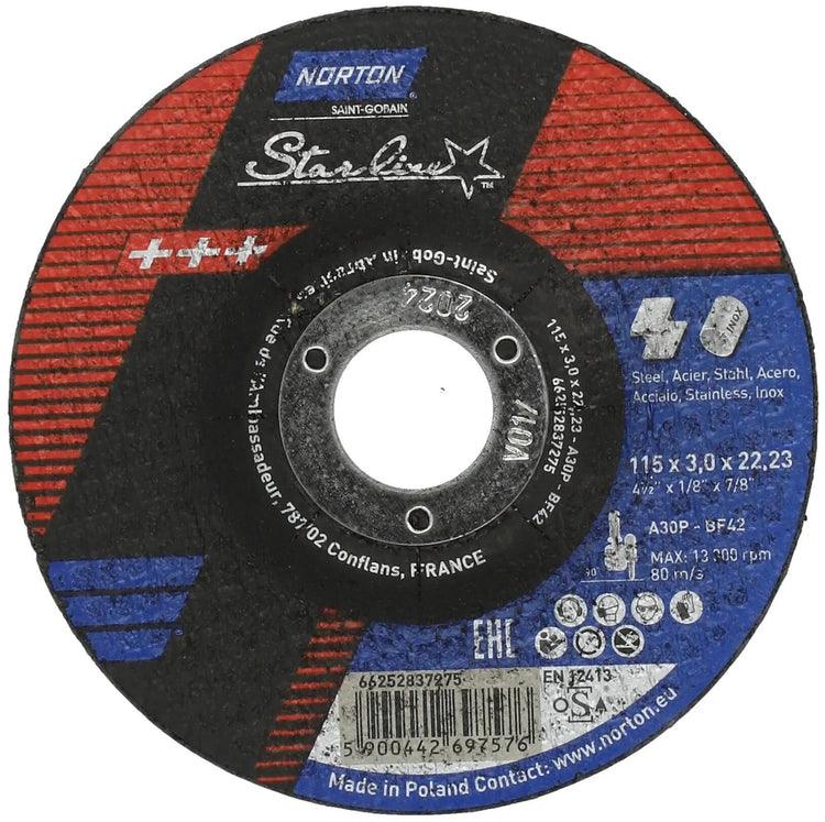 Disque à tronçonner Norton disque à tronçonner starline 115x3,0