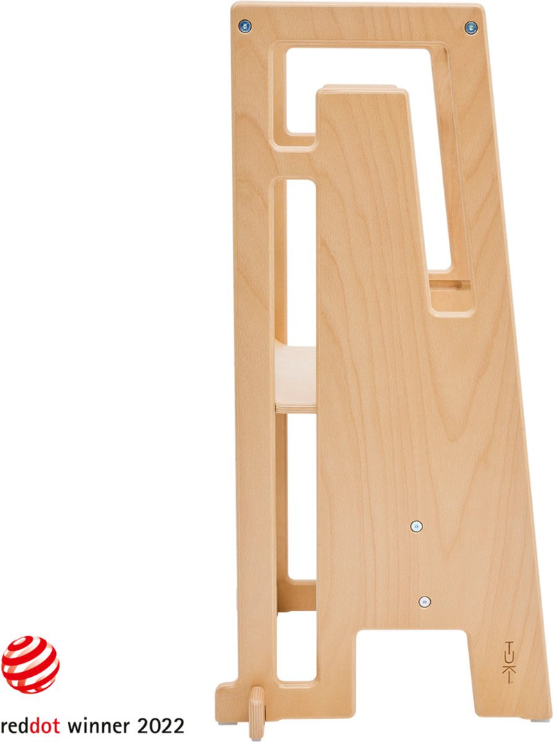 Tour d'apprentissage Tuki® nature - tour d'apprentissage - tour d'apprentissage montessori - tour d'apprentissage aide de cuisine - prix du design point rouge - 100 % bois de hêtre - marches pour enfants - nature