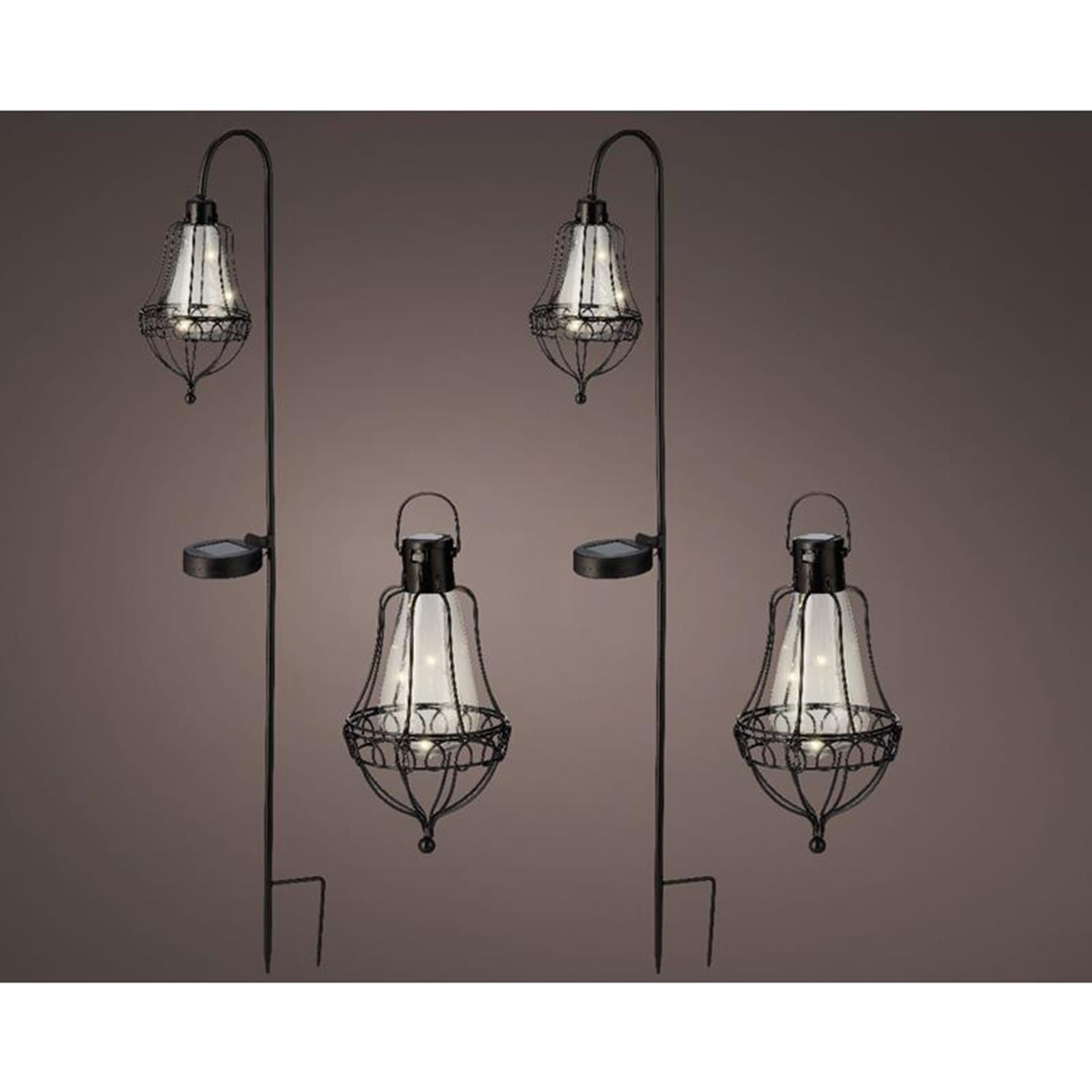 Ensemble de lanternes solaires LED Lumineo en métal 4 pièces